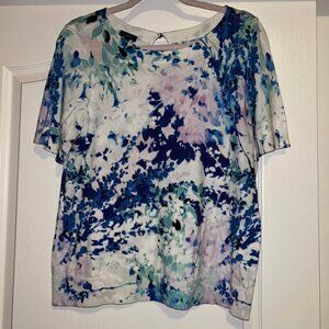 Talbots tie dye blue green purple short sleeve sweater top woman's size 1XP XLP